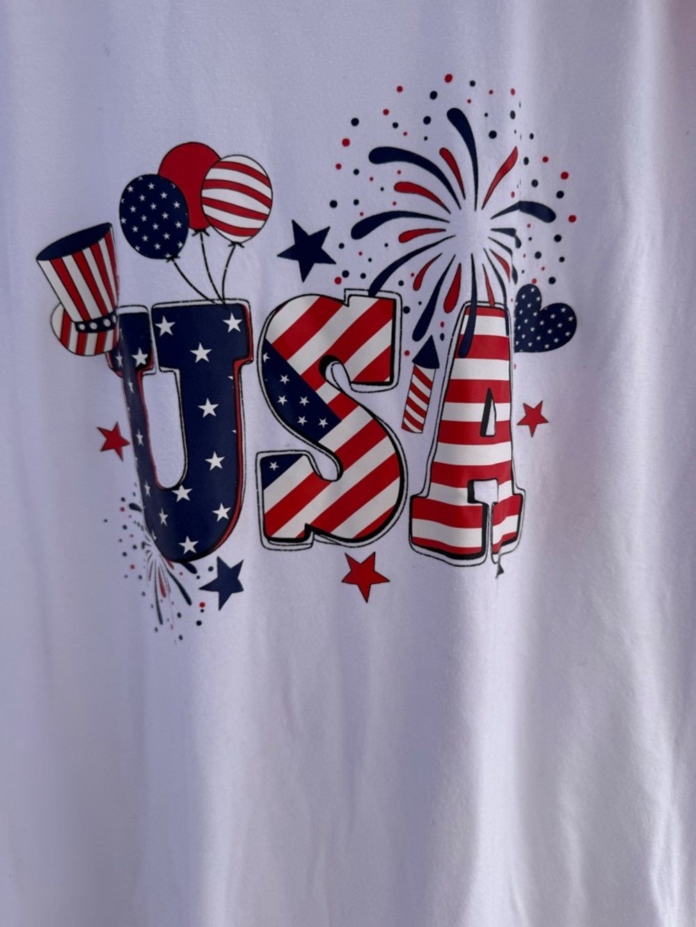 4th of July USA Graphic Tee - White Red & Blue